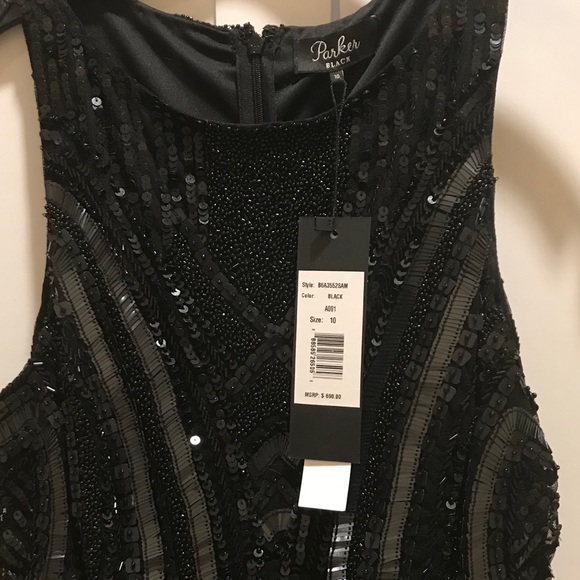 PARKER BLACK BEADED GOWN NWT - Picture 3 of 6